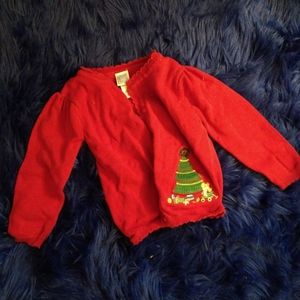Toddler Little Me Brand Christmas Cardigan Sweater Size 2 Red Button Up